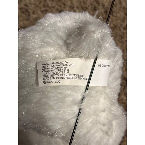 American Greetings Christmas Reindeer Plush 15 in White Plaid Antler Bow 2018 - Picture 8 of 9